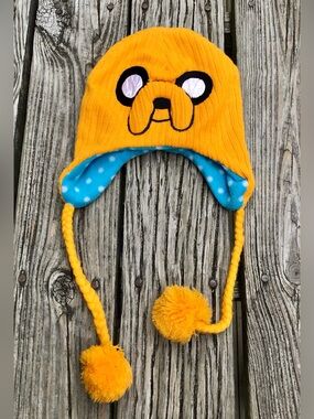 CARTOON NETWORK Adventure Time Fleece Lined Jake Dog Sweater Cap Hat One Size